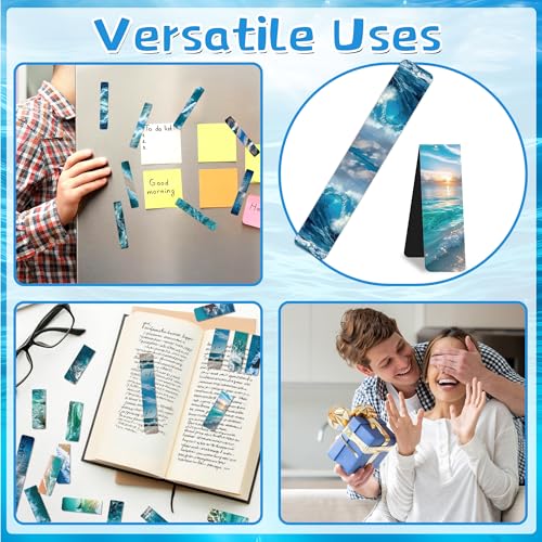 96Pack Magnetic Bookmarks for Reading,Women Men Teacher Book Lovers Gifts - style: Sea