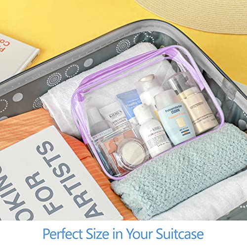 PACKISM Clear Makeup Bag Travel - TSA Approved Toiletry Bag, 2 Light Purple - color: 2 Light Purple, size: Mixed Size Series (1 Medium + 1 Large)