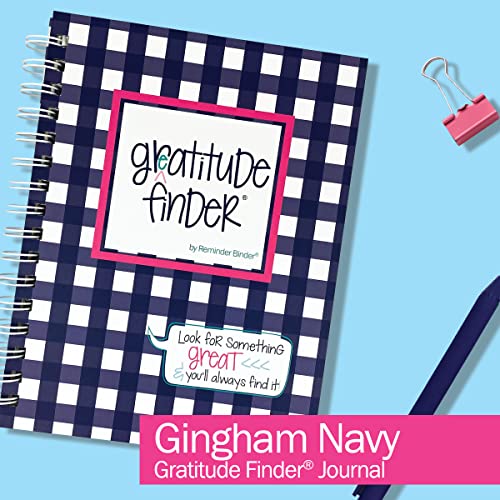 Denise Albright Gratitude Finder® 52 Week Non-Dated Journal for Women, Teens & Girls with 165 Hand-Illustrated Stickers (Gingham Navy) - color: Gingham Navy Gratitude Finder Journal