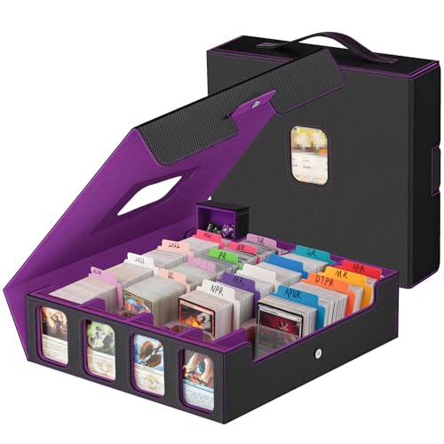 Gomyrod 4 Row 3200+ Trading Card Storage with Commander Display [US Patent] - color: Black/Purple, size: 3200+