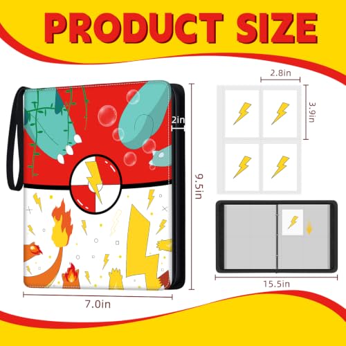 Trading Card Binder 4 Pocket Holds 400 Cards with 50 Removable Sleeves - size: Small