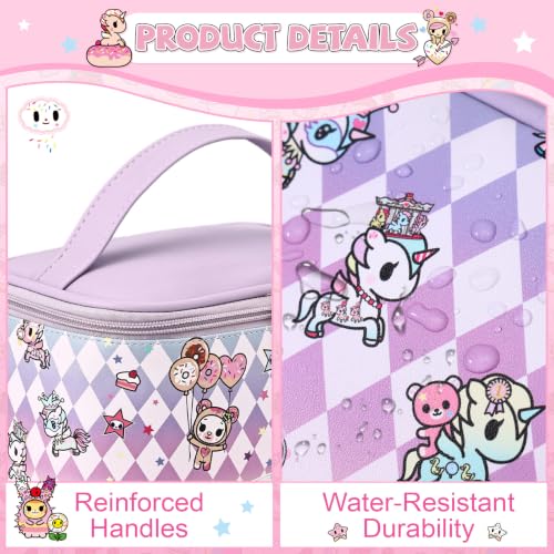 tokidoki Makeup Bag, PU Leather Cosmetic Organizer with Handle - color: Candy Carnival-A, size: A(9.4*5.1*5.5 inch)