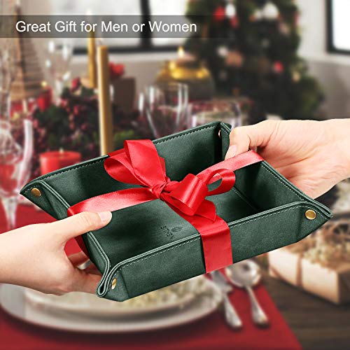 SITHON Valet Tray Desktop Storage Organizer Nightstand Caddy Holder - color: Dark Green
