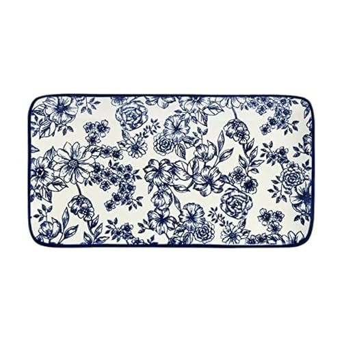 Pfaltzgraff Gabriela Blue Floral Rectangle Platter, 14.75 Inch - size: 14.75 Inch