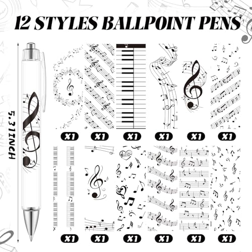 Dispowreath 24 Pcs Music Note Sticky Notes with Pens Themed Party Favors Gifts Cute Notepad Memo Notes Pads Black Ink Ballpoint Pen for Music Lover Christmas Gifts Office School Supplies - style: Music Note