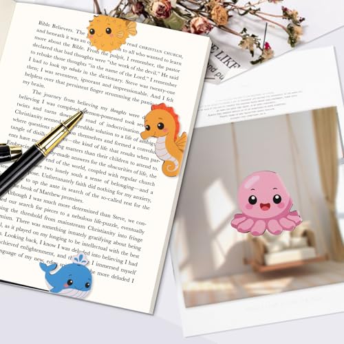 10 Pcs Magnetic Bookmarks, Cute Marine Animals Page Markers for Reading - color: Marine Animals