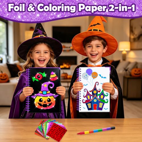 FUNNYB&G Foil Art Craft Kit for Kids, Halloween Crafts Gift Toy for Kids - style: Happy Halloween