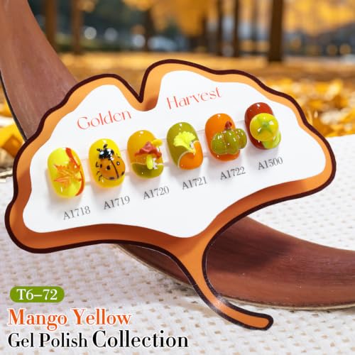 Double Rhythm 6 Pcs 15 ML Gel Polish Set Same Color Same Bottle Soak Off Gel Polish Kit Nail Art Manicure Salon DIY at Home for Women (Pale Dark Orange Lemon Yellow -T6-72) - color: Mango Yellow
