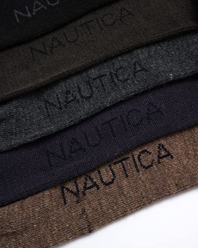 Nautica Mens Dress Socks Comfort Stretch Business Formal Crew Socks 10 Pack - color: Dark Brown Assorted