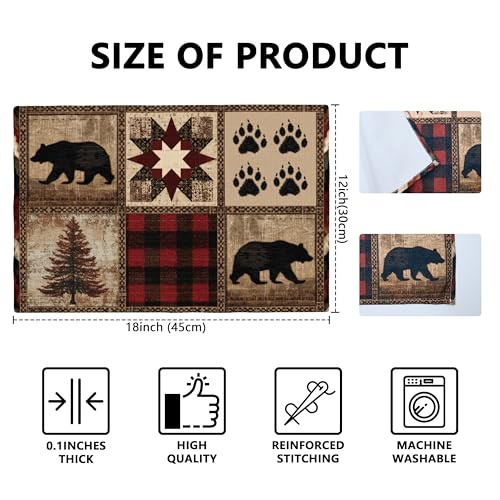 Bear Table Placemats Set of 4 Place Mats Linen Wipeable Placemats Waterproof Rectangle Table Mat for Kitchen Dining Dinner 18 X 12 Inch - color: Bear