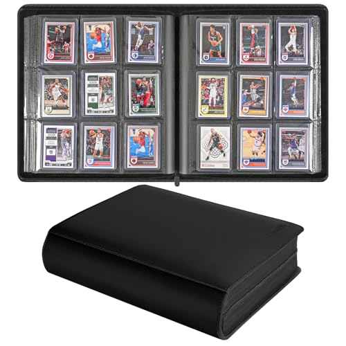 9 Pocket TopLoader Binder, Holds 360 3”x4” Toploader Hard Cases, Sleeves Card Collection Binder, 20 Double Sided Pages, Compatible with Trading & Sports Holder - Black