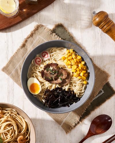 Milkyway 54 oz Large Ramen Bowls Set of 2, Cinnamon Brown & Dark Gray - color: Cinnamon Brown & Dark Gray