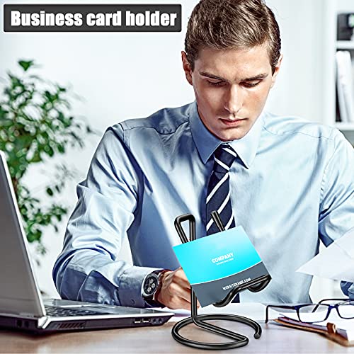 2 Pieces Metal Business Card Holder for Desk - color: Black