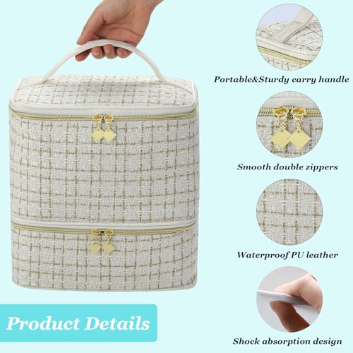CTWWFS Nail Polish Organizer and Nail Lamp Case, Nail Kit Organizer Holds 30 Bottles (15ml - 0.5 fl.oz) and a Nail Lamp, Nail Polish Carrying Case with Manicure Tools Storage Sections (A-White) - color: A-White