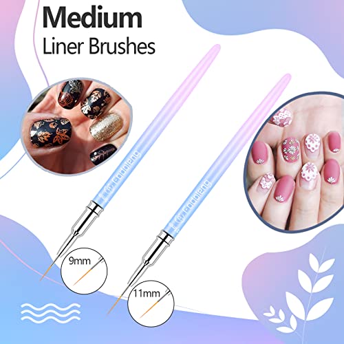 Liner Brush for Nails, 6 Pcs Thin Nail Art Brushes - color: Blue2
