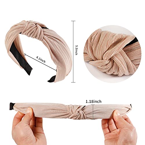 LOVNFC Womens Headbands, 5Pcs Knotted Head Bands No Slip Fashion for women Girls (Mixed Color) - color: pure color