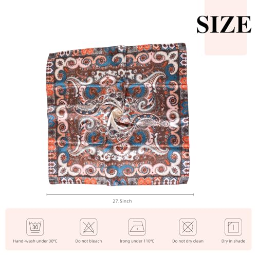 35 Inches Silk Head Scarf-Satin Hair Scarves Silk Bandana Scarf Headscarf for Women's Fashion Scarves - color: Cashews With Buddha-white