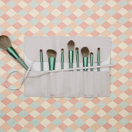 Bird&Fish Makeup Brush Case Travel, makeup brush case roll up,brush holder makeup,Holder Organizer Brushes Pouch Cosmetic Bag for Travel，Rolling Bag Storage Case PU Leather - color: Gray