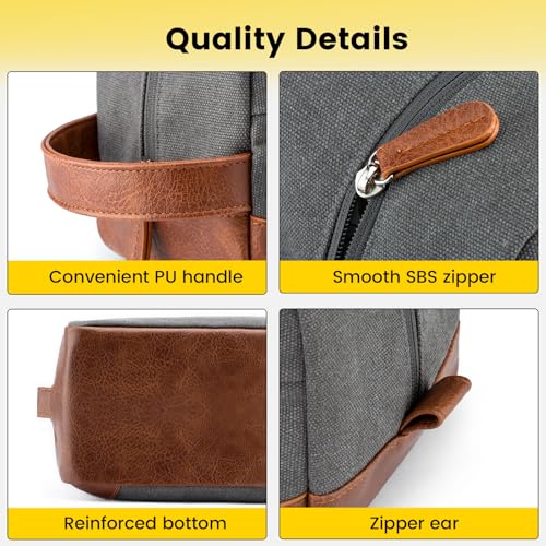 Vorspack Canvas Travel Toiletry Bag for Men, Medium, Light Grey - color: Light Grey, size: Medium