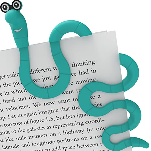 Funny Bookworm Clip Bookmarks for Kids - Turquoise - color: Turquoise