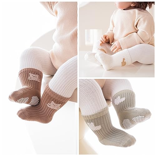 J Poqobog Baby Non Slip Grip Crew Socks,Toddler Boys Socks Girls Cotton - color: Girls, size: 3-5T