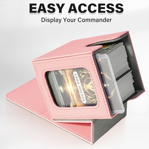 Card Deck Box for MTG Commander, Deck Case Holds 100 Double-Sleeved Cards - color: Pink & Gray, size: 1 Box