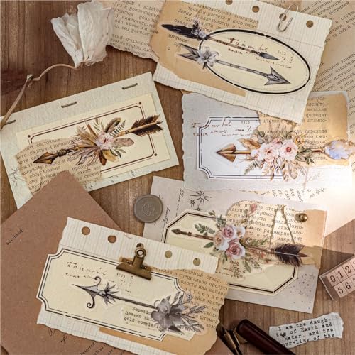 180 Pcs Floral Arrow Stickers for Scrapbooking and Journaling - color: Retro Feather Trace