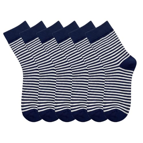 MAGIARTE Womens Mini Crew Cotton Socks,6 Pairs - color: Color#02a-stripe