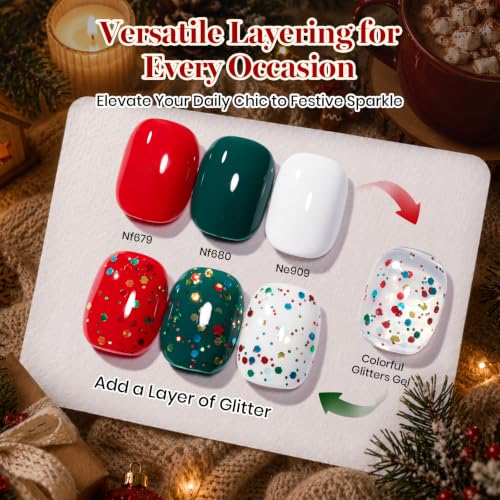 Beetles Christmas Gel Nail Polish Set, Red Green White Glitter - color: A - Christmas Set | Christmas Eif