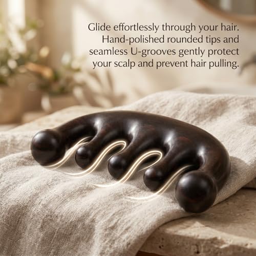 Melune Black Sandalwood 4-in-1 Gua Sha Massage Tool for Face, Scalp & Neck