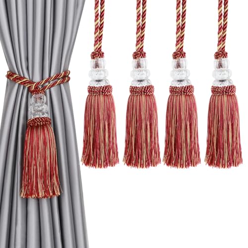 4 Pack Curtain Tiebacks with Tassel, Mix Red - color: Mix Red, size: 4