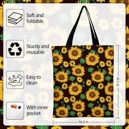 Aesthetic Canvas Tote Bag for Women,Tote Bag,Reusable Shopping Bags - color: Sunflower