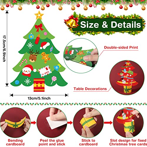 Funrous 24 Pcs DIY Christmas Tree Paper Craft Kit Hanging Ornaments DIY Christmas Crafts Card Making Kit for Kids Holiday Favor Decorative Sticker Xmas Party Supplies