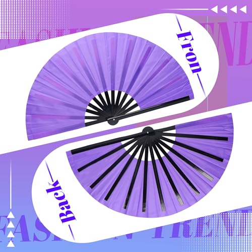 13 Inch Large Rave Fan & Clack Fan for Line Dancing - Folding Hand Fan with UV Glow for Boots on The Ground, Performance, Wedding, Party - Portable Handheld Fan for Women & Men - color: Purple*1