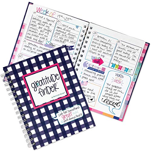 Denise Albright Gratitude Finder® 52 Week Non-Dated Journal for Women, Teens & Girls with 165 Hand-Illustrated Stickers (Gingham Navy) - color: Gingham Navy Gratitude Finder Journal