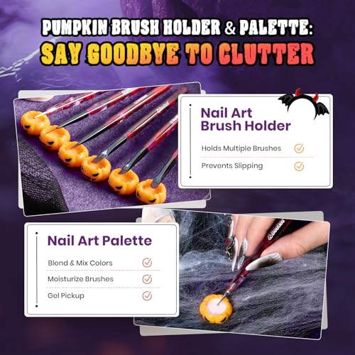 Beetles Halloween Nail Art Brushes, Blood Entwined Nail Art Pens 6pcs - color: D-Black-6