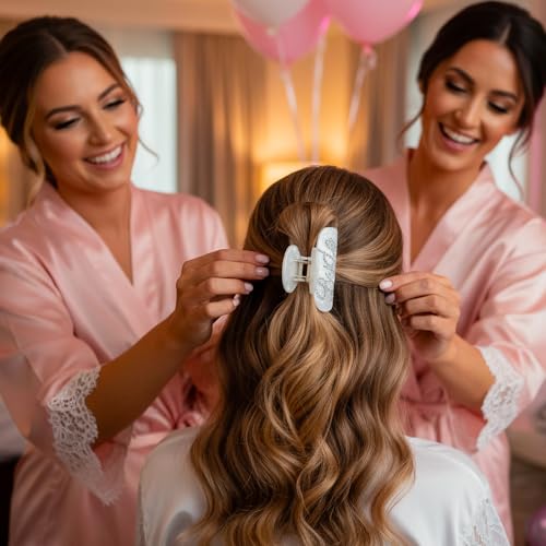 Bride Claw Clip Hair Accessory for Women, TWPER Rhinestone Bride Hair Clip for Wedding, Bachelorette Party, Bridal Shower, Engagement, Bridesmaid Gifts - color: Silver