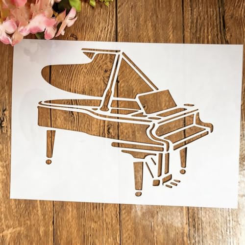 TIAMECH A4 Reusable Piano Stencil for Painting - style: Piano