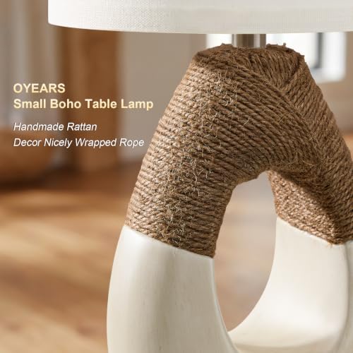 OYEARS 19'' Small Boho Table Lamps for Bedroom Set of 2 for Bedside - color: Beige and White