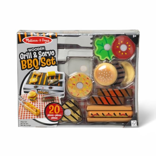 Melissa & Doug Grill & Serve Wooden BBQ Toy Food Cooking Set