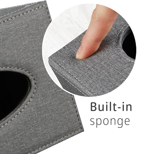 Linen Tissue Box Cover Rectangle,Aesthetic Facial Tissue Cube Box Holder - color: Grey Cloth