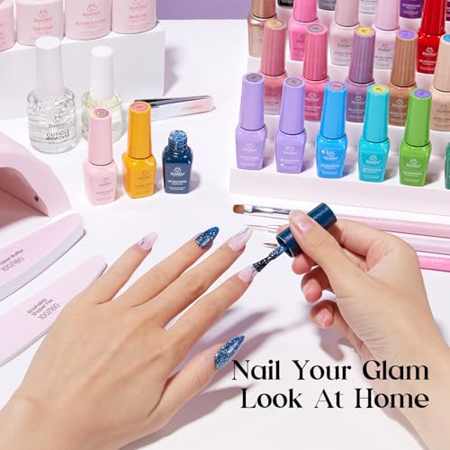 Beetles Gel Nail Polish Kit with U V Light - 35 Colors 68Pcs Gel Polish Set - color: C-Seasonal Whispers