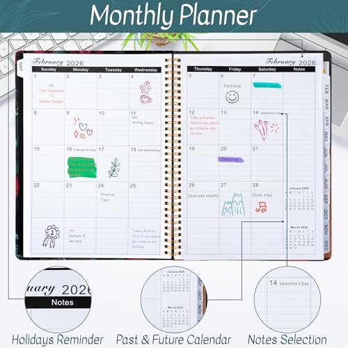 Xqumoi 2026 A4 Planner - Fuck Off 2026 Weekly and Monthly Planner Dark Romance Writing Notebooks, Jan. 2026 - Dec. 2026, Hardcover Calendar with Tabs Stickers Back Pocket Twin-Wire Binding - color: Red and Green 2026, size: A4