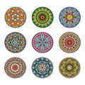 ANATTASOUL Mandala Wooden Coasters Set of 9 Bulk(3.9") - style: Mandala