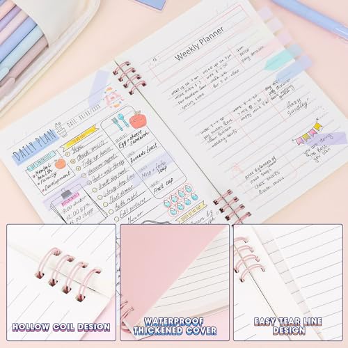 Bible Study Supplies Journaling Kit with Pen Case,12 Pastel Highlighters,5 Black Ink Gel Pens, 6 Mechanical Pencils 0.5 & 0.7mm,Sticky Note Index Tab and So on for bible study - color: Pink