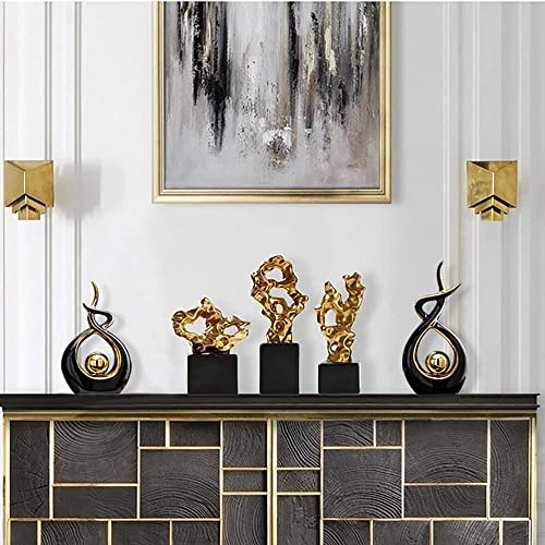 Norrclp Home Decor Modern Abstract Art Ceramic Statue Table Decor (Large) - color: Black and Gold, size: Large