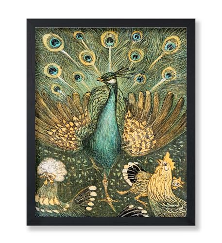 Poster Master Vintage Theo van Hoytema Poster - Retro Peacock Print - Bird Art - Gift for Men, Women & Animal Lover - Art Nouveau Wall Decor for Dorm, Bedroom or Living Room - 8x10 UNFRAMED Wall Art - color: Style-08, size: 8"L x 10"W