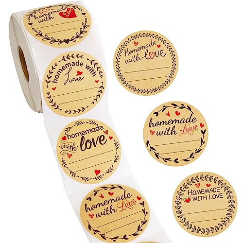 Fancy Land 500 Homemade with Love Stickers Canning Labels for Baked Goods