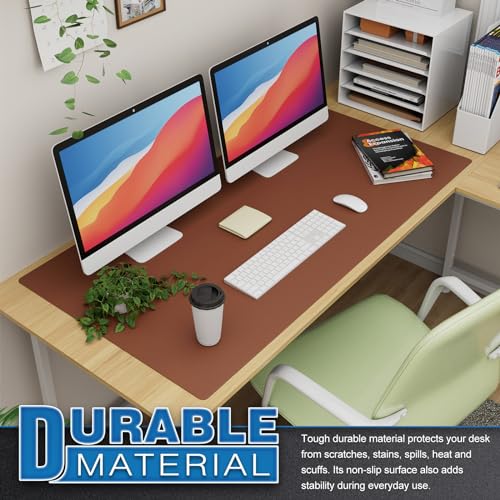 K KNODEL Extra Large Desk Mat, Leather Mouse Pad (47.2"x23.6", Brown) - color: Brown, size: 47.2" x 23.6"