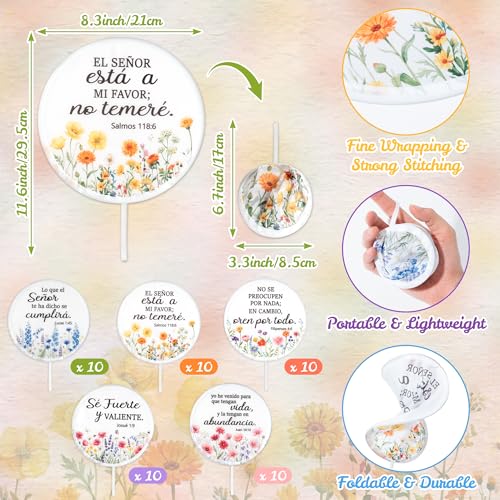 R HORSE 50Pcs Spanish Christian Fans Bulk Wildflower Folding Handheld Fan - color: Spanish Wildflower